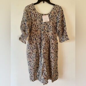 Floral Print Dress with 3/4 Sleeves